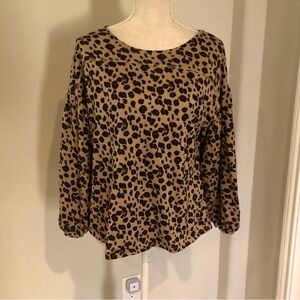 Moda Tan and Black Animal Print Blouse